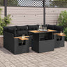 7 Piece Garden Sofa Set With Cushions Beige Poly Rattan Acacia