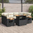 7 Piece Garden Sofa Set With Cushions Beige Poly Rattan Acacia