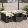 7 Piece Garden Sofa Set With Cushions Beige Poly Rattan Acacia