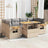 7 Piece Garden Sofa Set With Cushions Beige Poly Rattan Acacia