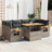 7 Piece Garden Sofa Set With Cushions Beige Poly Rattan Acacia