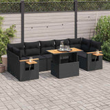 8 Piece Garden Sofa Set With Cushions Beige Poly Rattan Acacia