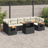 8 Piece Garden Sofa Set With Cushions Beige Poly Rattan Acacia