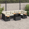 8 Piece Garden Sofa Set With Cushions Beige Poly Rattan Acacia