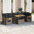 8 Piece Garden Sofa Set With Cushions Beige Poly Rattan Acacia