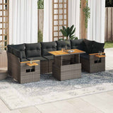 8 Piece Garden Sofa Set With Cushions Beige Poly Rattan Acacia