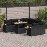 9 Piece Garden Sofa Set With Cushions Beige Poly Rattan Acacia