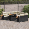 9 Piece Garden Sofa Set With Cushions Beige Poly Rattan Acacia