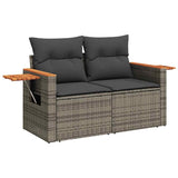 6 Piece Garden Sofa Set With Cushions Poly Rattan Acacia