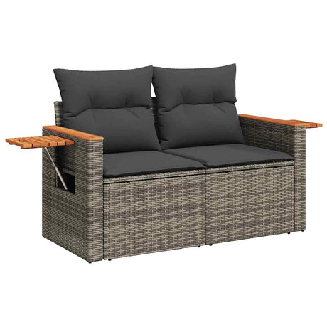 6 Piece Garden Sofa Set With Cushions Poly Rattan Acacia