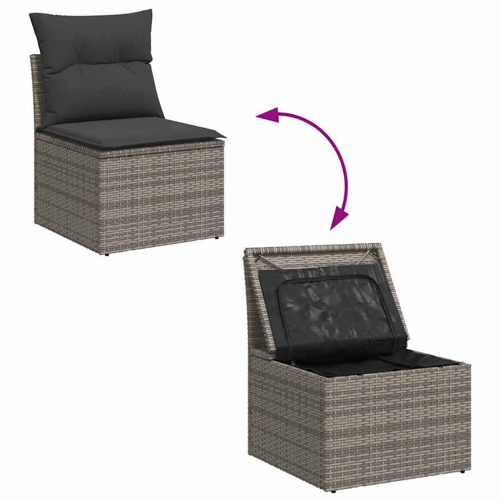 6 Piece Garden Sofa Set With Cushions Poly Rattan Acacia