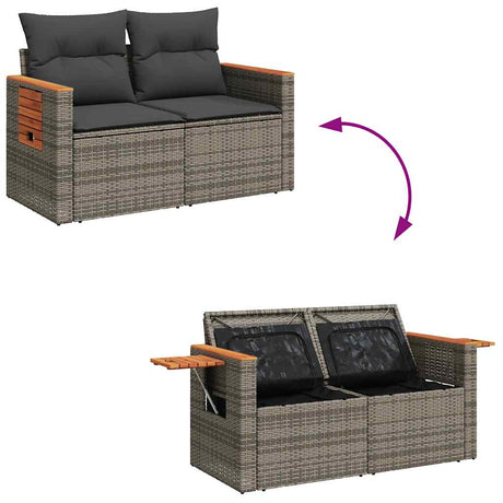 6 Piece Garden Sofa Set With Cushions Poly Rattan Acacia