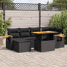 7 Piece Garden Sofa Set With Cushions Poly Rattan Acacia