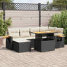 7 Piece Garden Sofa Set With Cushions Poly Rattan Acacia
