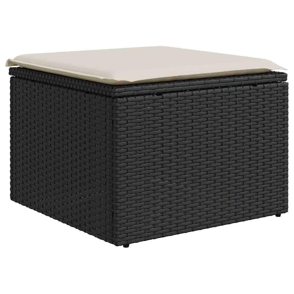 8 Piece Garden Sofa Set With Cushions Black Poly Rattan Acacia