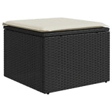8 Piece Garden Sofa Set With Cushions Black Poly Rattan Acacia