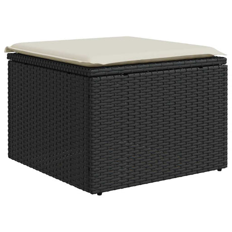 8 Piece Garden Sofa Set With Cushions Black Poly Rattan Acacia