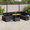 9 Piece Garden Sofa Set With Cushions Poly Rattan Acacia