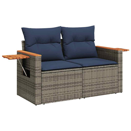 11 Piece Garden Sofa Set With Cushions Poly Rattan Acacia