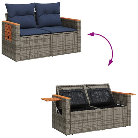 11 Piece Garden Sofa Set With Cushions Poly Rattan Acacia