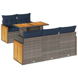 6 Piece Garden Sofa Set With Cushions Poly Rattan Acacia