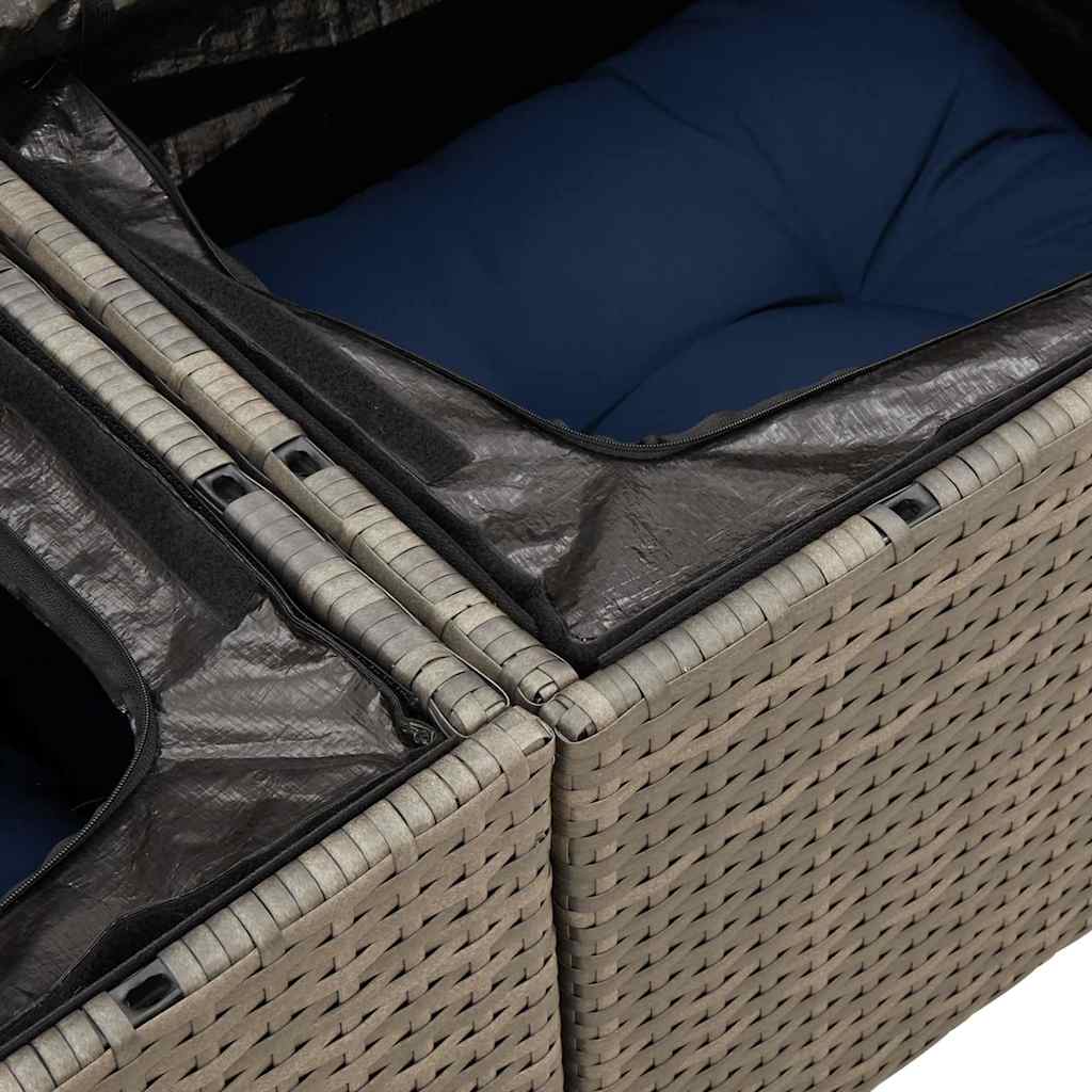 7 Piece Garden Sofa Set With Cushions Poly Rattan Acacia