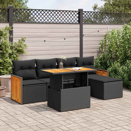 6 Piece Garden Sofa Set With Cushions Beige Poly Rattan