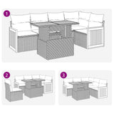 6 Piece Garden Sofa Set With Cushions Poly Rattan Acacia