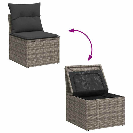 7 Piece Garden Sofa Set With Cushions Poly Rattan Acacia