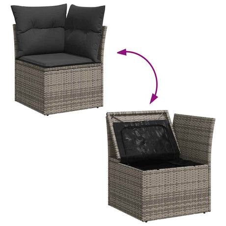 7 Piece Garden Sofa Set With Cushions Poly Rattan Acacia