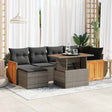 7 Piece Garden Sofa Set With Cushions Poly Rattan Acacia