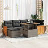 7 Piece Garden Sofa Set With Cushions Poly Rattan Acacia
