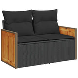 8 Piece Garden Sofa Set With Cushions Poly Rattan Acacia