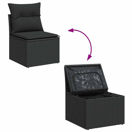 8 Piece Garden Sofa Set With Cushions Poly Rattan Acacia