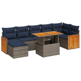 8 Piece Garden Sofa Set With Cushions Brown Poly Rattan Acacia