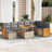 9 Piece Garden Sofa Set With Cushions Poly Rattan Acacia