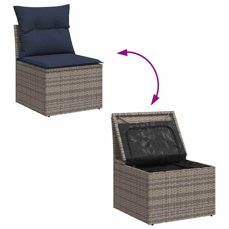 11 Piece Garden Sofa Set With Cushions Poly Rattan Acacia