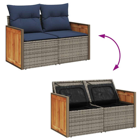 11 Piece Garden Sofa Set With Cushions Poly Rattan Acacia