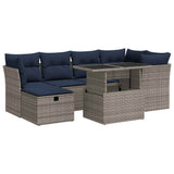 7 Piece Garden Sofa Set With Cushions Poly Rattan Acacia