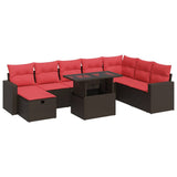 9 Piece Garden Sofa Set With Cushions Black Poly Rattan Acacia