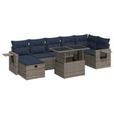 8 Piece Garden Sofa Set With Cushions Brown Poly Rattan Acacia