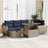7 Piece Garden Sofa Set With Cushions Black Poly Rattan Acacia