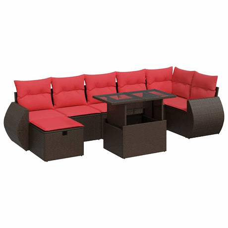 8 Piece Garden Sofa Set With Cushions Black Poly Rattan Acacia