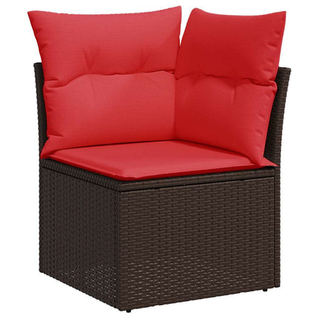 8 Piece Garden Sofa Set With Cushions Black Poly Rattan Acacia