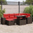7 Piece Garden Sofa Set With Cushions Brown Poly Rattan Acacia