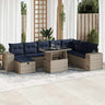 9 Piece Garden Sofa Set With Cushions Black Poly Rattan Acacia