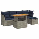 6 Piece Garden Sofa Set With Cushions Poly Rattan Acacia