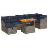 8 Piece Garden Sofa Set With Cushions Poly Rattan Acacia
