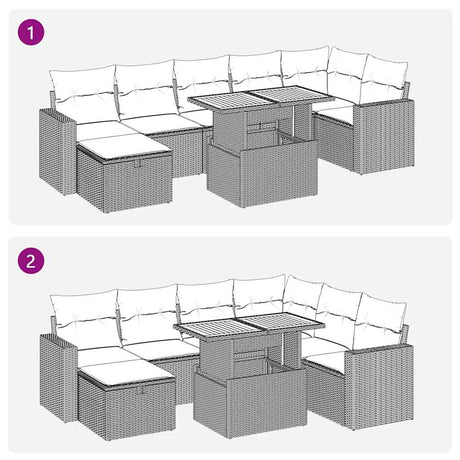 8 Piece Garden Sofa Set With Cushions Poly Rattan Acacia