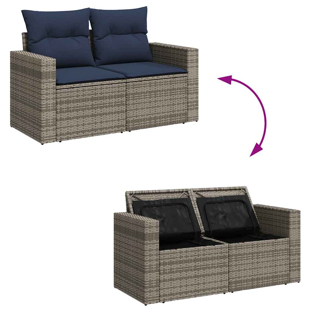 9 Piece Garden Sofa Set With Cushions Poly Rattan Acacia